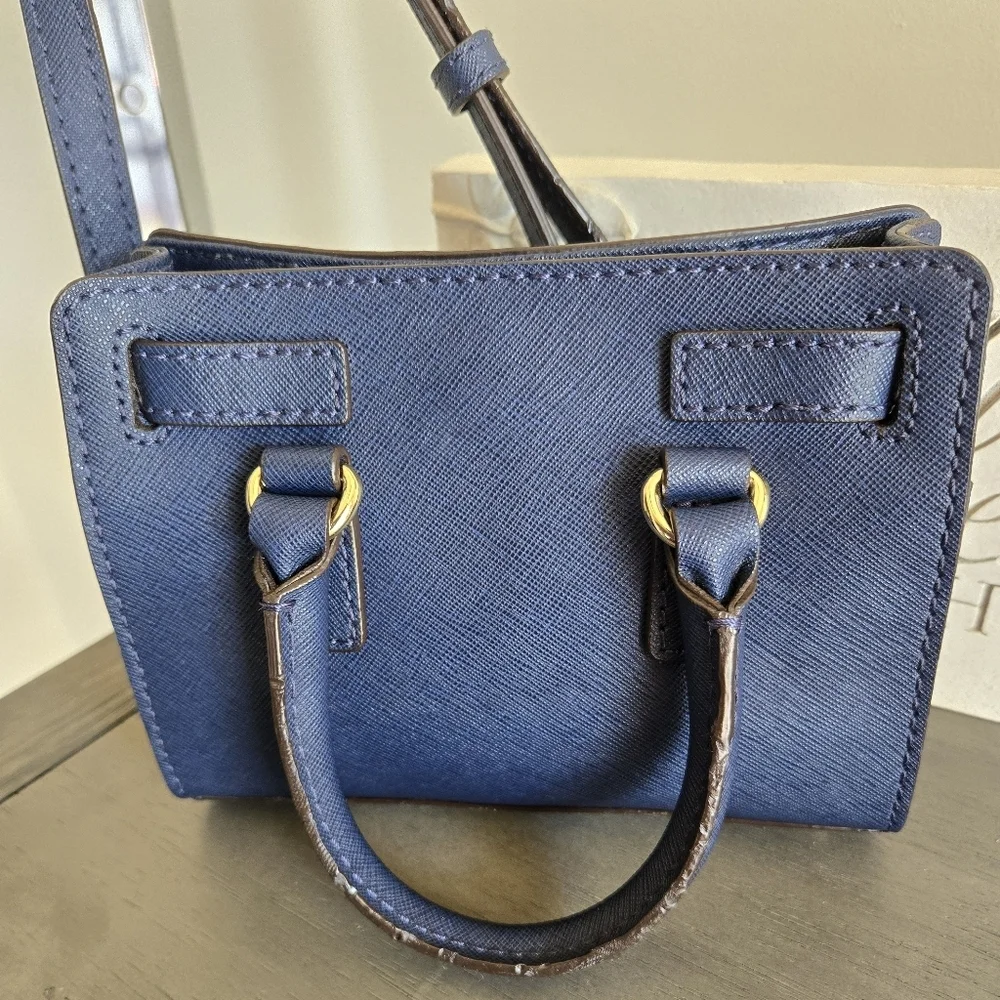 Michael Kors Mini Hamilton Crossbody Navy Blue/Gold